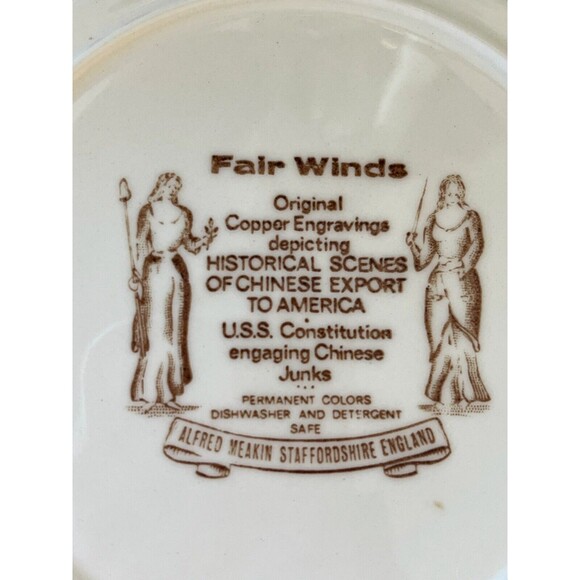 Vintage Alfred Meakin Staffordshire Commerative Plate ~ “FAIR WINDS” - Picture 6 of 6